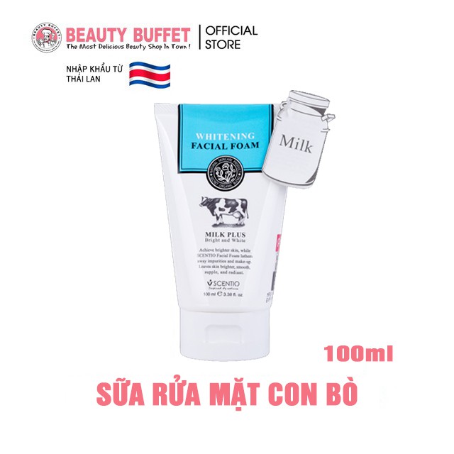 Sữa rửa mặt tạo bọt dưỡng trắng và trẻ hoá da Scentio Milk Plus 100 ml Beauty Buffet