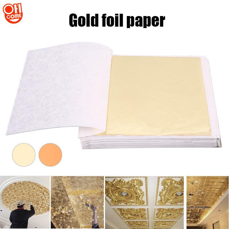 100 miếng dán hình lá mạ vàng 24K