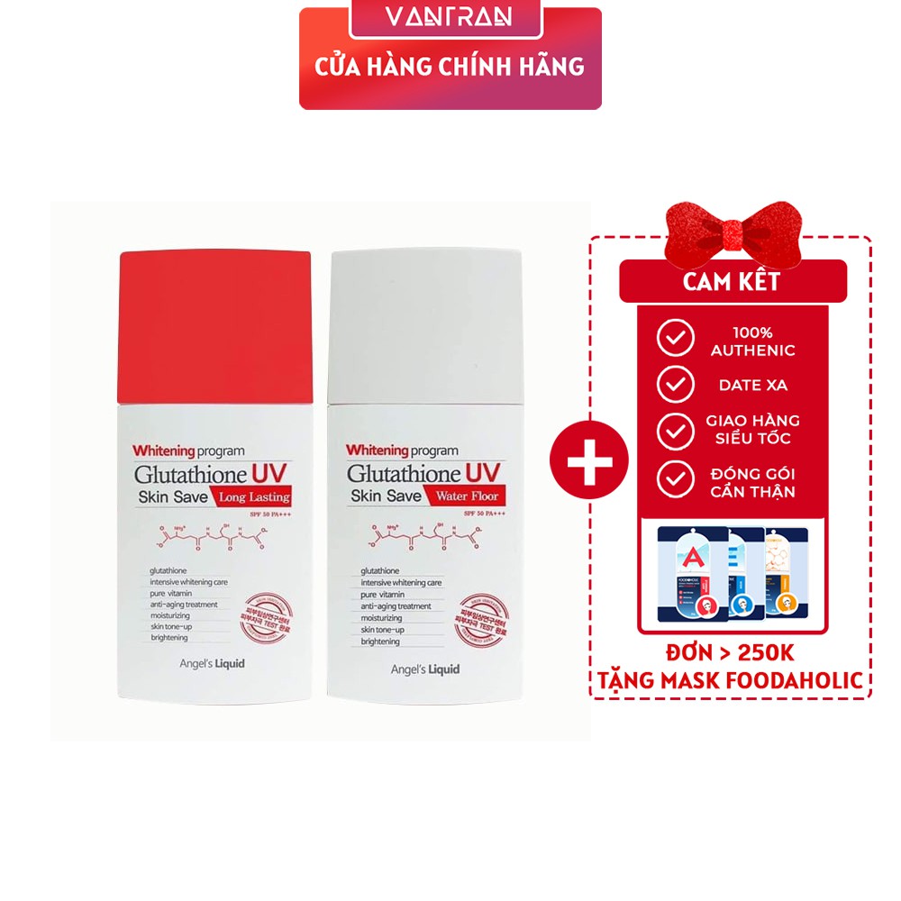 Kem Chống Nắng Dưỡng Trắng Da Angel’s Liquid Whitening Program Glutathione UV Skin Save Long Lasting SPF50+ PA+++ 50ml