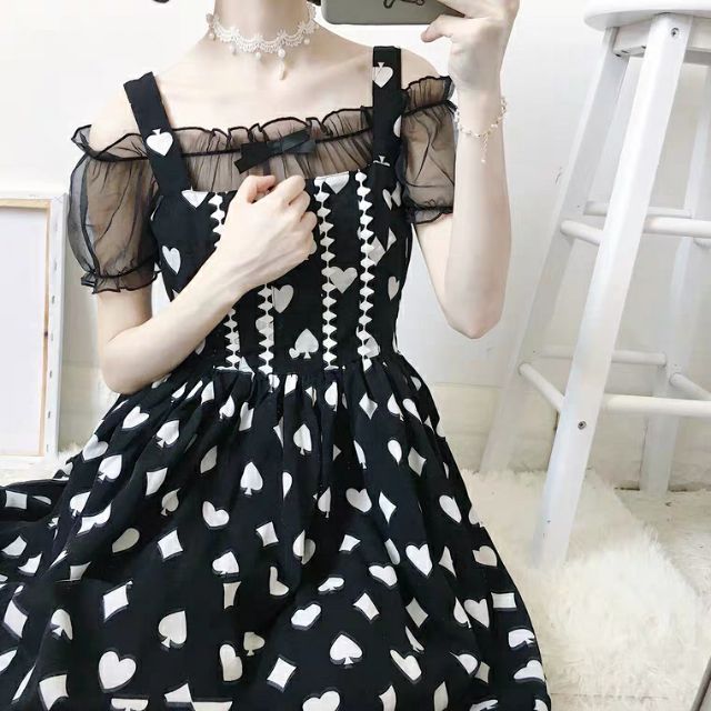 Áo blouse Lolita trong suốt đính nơ