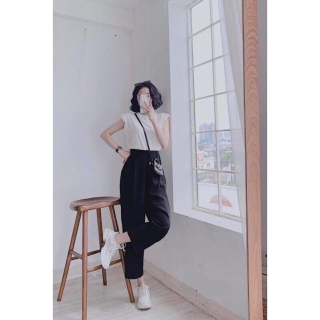 Quần tây nữ lưng cao baggy công sở ZENA dáng thụng vải tuyết mưa Q04