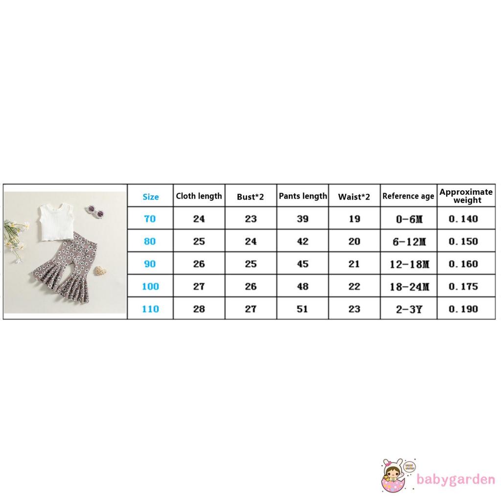 Set Đồ Mùa Thu 2 Món Gồm Áo Ba Lỗ Dệt Có Gân + Quần Ống Loe Cho Bé Gái 0-3 Tuổi