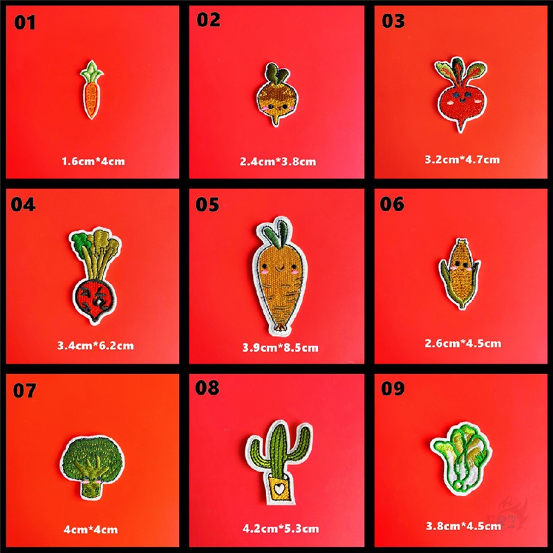 ☸ Miếng Dán Ủi Hình Rau Củ Quả ☸ 1 Miếng Dán Patch DIY Hình Cà Rốt, Cherry Broccoli Cabbage