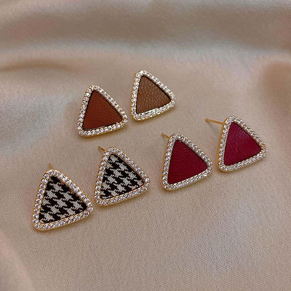 JARRED Khuyên Tai Hình Tam Giác Bằng Hợp Kim Bạc Phong Cách Hàn Quốc Ngọt Ngào