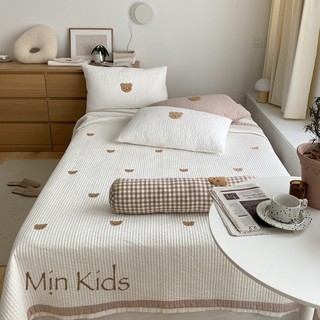Drap Trải Giường Gấu Nâu Quilting Trần Bông Hàn Quốc Hàng Cao Cấp