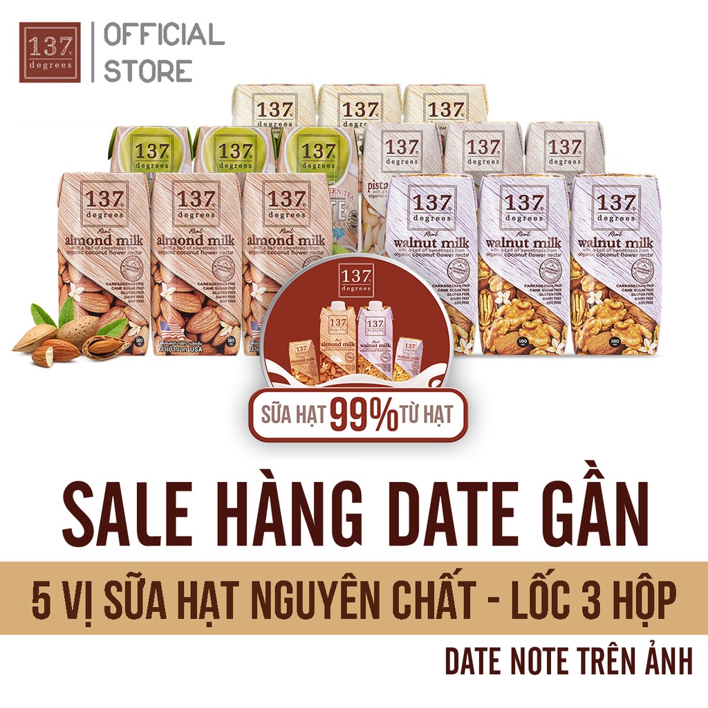 SALE Hàng Date Gần Sữa Hạt Nguyên Chất Thái Lan - 3 hộp 180ml