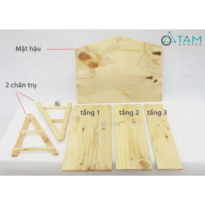 [HÀNG CHUẨN CAO CẤP] Kệ gỗ để bàn 03 tầng tháo lắp cơ động cao 45cm có tấm hậu W-KGĐB-01