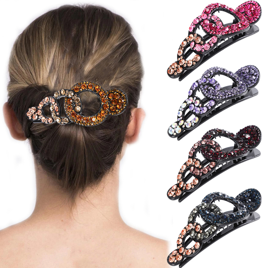 Kẹp tóc đính đá pha lê nhiều màu sắc phong cách retro cho nữ