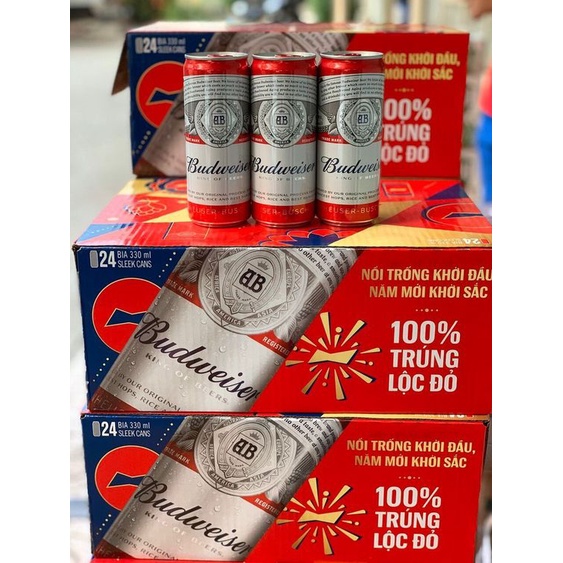Thùng Bia Budweizer  24 Lon 330ml