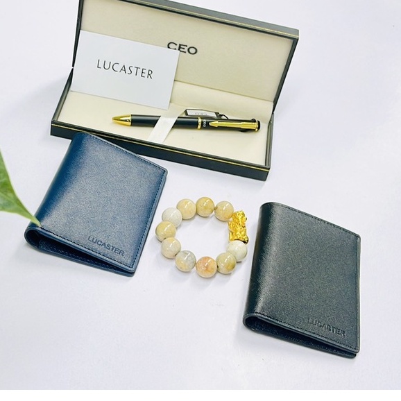 ví nam Luke da thật da safiano nhập khẩu lucaster LCA005 BH 12 tháng có hộp
