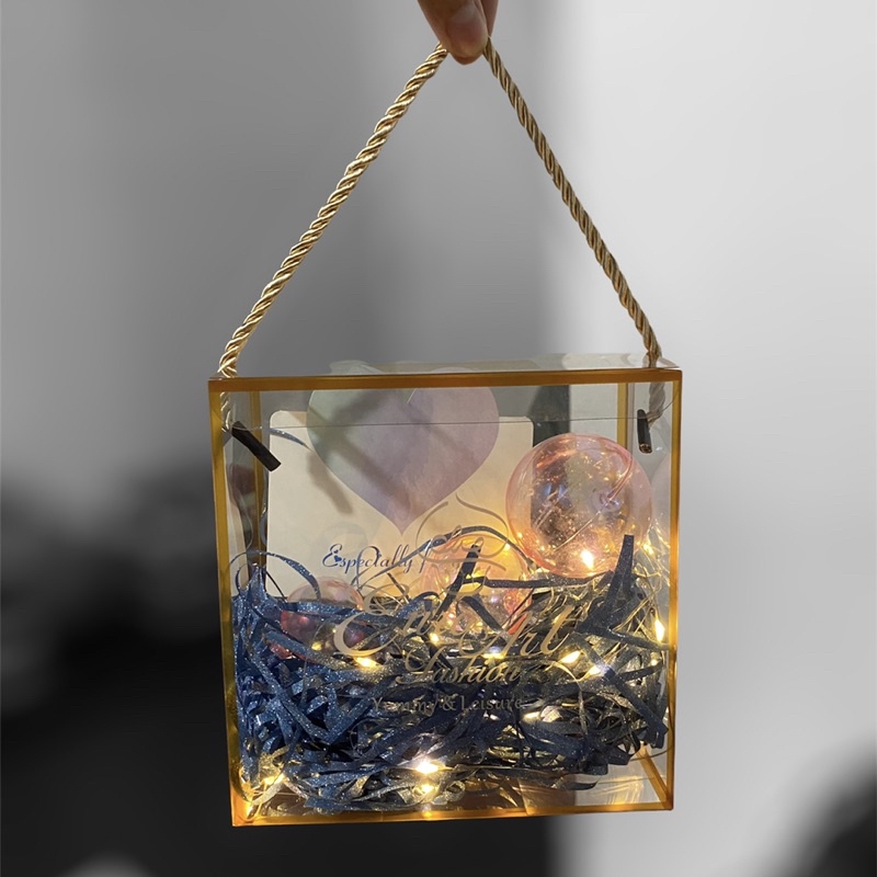 Combo hộp mica đi kèm phụ kiện trang trí hộp siêu lung linh