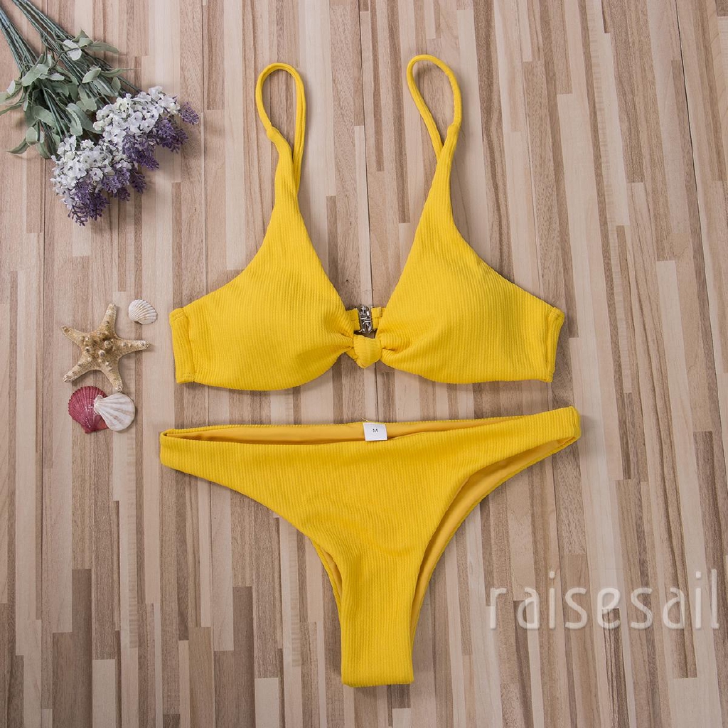 Bộ bikini hai mảnh màu trơn quyến rũ cho nữ | BigBuy360 - bigbuy360.vn