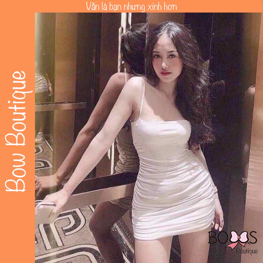 Váy Đầm Body 2 Dây Dúm Eo