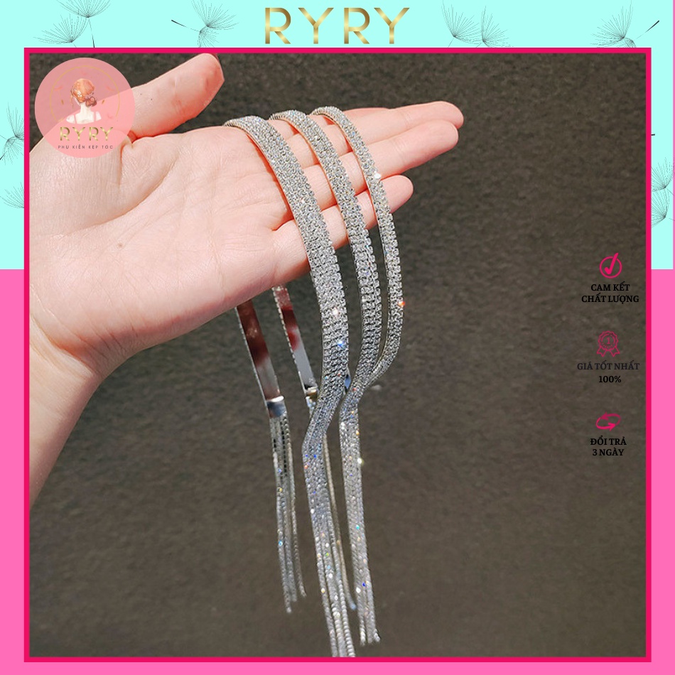 Cài Tóc Đính Đá Lấp Lánh Tua Rua Đi Tiệc Sang Trọng Cho Nữ
