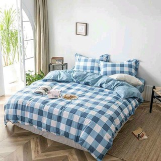 Set chăn ga gối Poly 4 món - kẻ