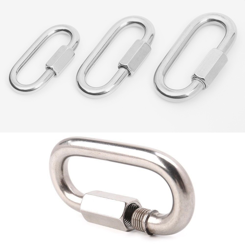 Móc Khóa Dây Xích Bằng Thép Không Gỉ 9 Kích Cỡ An Toàn Tiện Dụng Khi Leo Núi