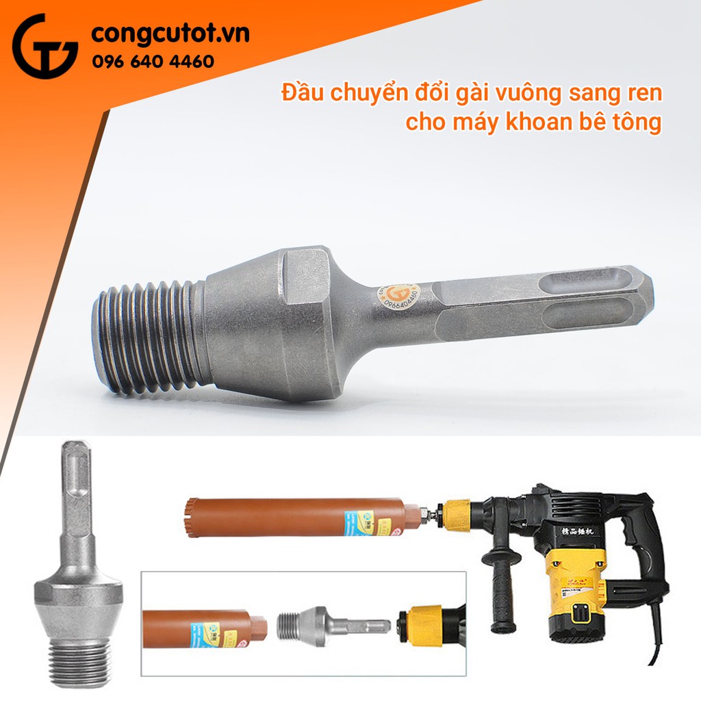 Đầu chuyển gài vuông sang ren M22 đúc liền khối cho máy khoan GT788
