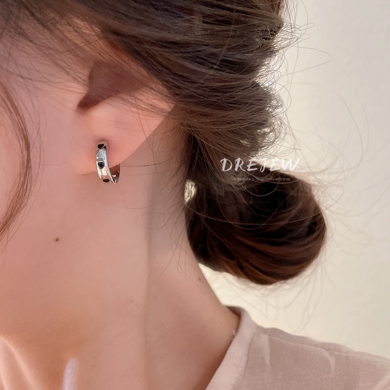 DREJEW Khuyên tai kim loại hình tam giác xếp ly phong cách cá tính cho nữ