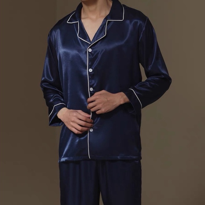 Đồ bộ ngủ nam nữ, Pijama dài tay mặc nhà chất Lụa Satin cao cấp