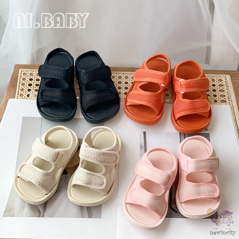 Giày sandal chống trượt màu trơn phong cách Hàn Quốc thời trang mùa hè cho bé trai và bé gái