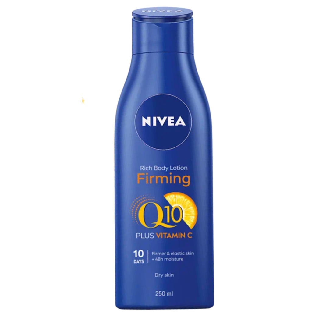 [TOP 1 SHOPEE] Dưỡng thể trắng da mờ thâm nám da khô Nivea Rich Body Lotion Firming Q10 + Vitamin C Dry Skin (Bill Anh)