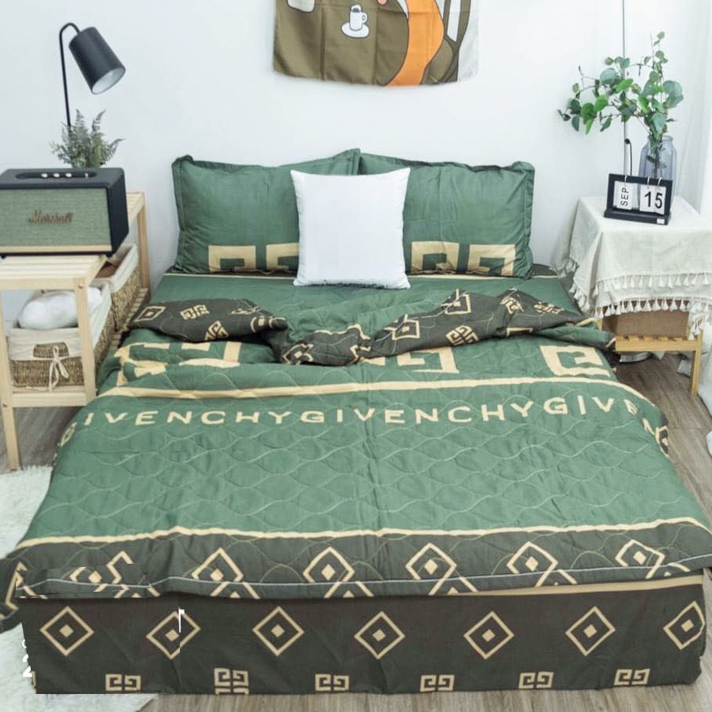 [Rẻ Vô Địch] Sét 5 Món Chăn Hè Thu Cotton Poly Mẫu Đào Cam (chát chọn mẫu)