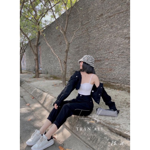 Quần baggy jean trơn 1 khuy hàng L1