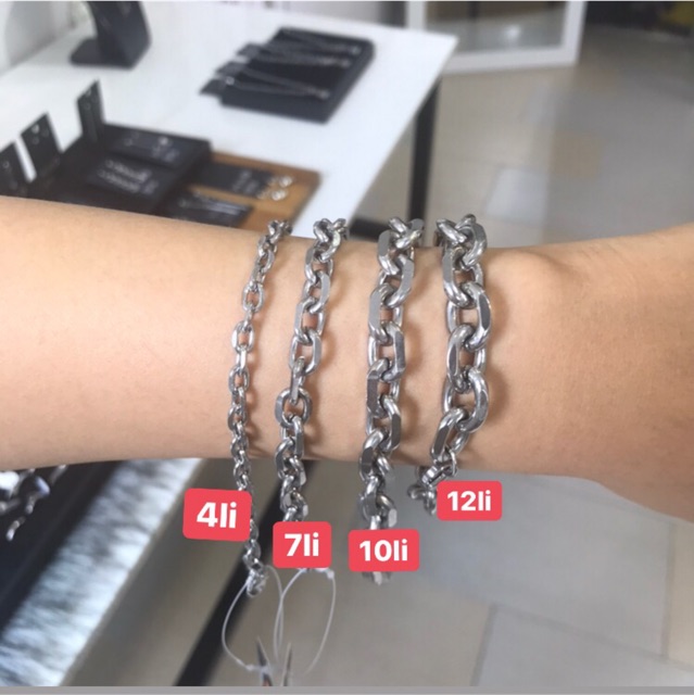 Vòng tay xích vuông inox - chain high / bracelet 4li-7li-10li-12li (BCH4 / BCH7 / BCH10 / BCH12)