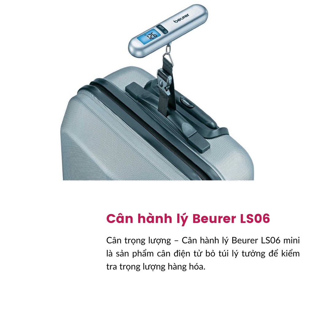 Cân hành lý điện tử cầm tay BEURER LS06 có thước đo băng rút, bảo hành 24 tháng LÂM OFFICIAL STORE