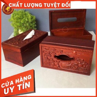 Hộp đựng giấy ăn hình di lặc kéo bao GỖ HƯƠNG
