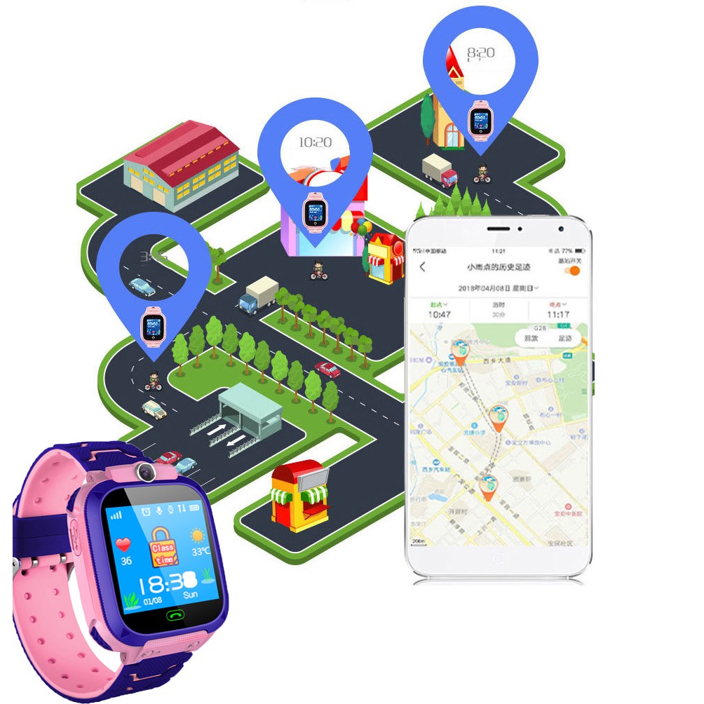 Đồng Hồ Thông Minh, Đồng Hồ Định Vị Trẻ Em Q12 Có GPS, Chống Nước, Cuộc Gọi Khẩn Cấp - BẢO HÀNH 6 THÁNG [SALE LỚN]