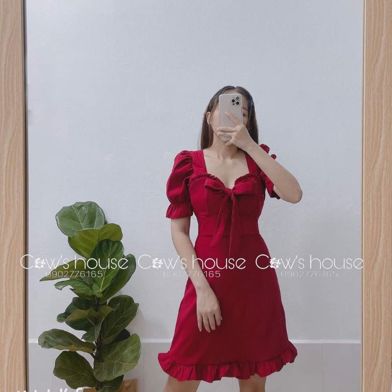 ĐẦM nơ ngực 3 màu đơn giản h45