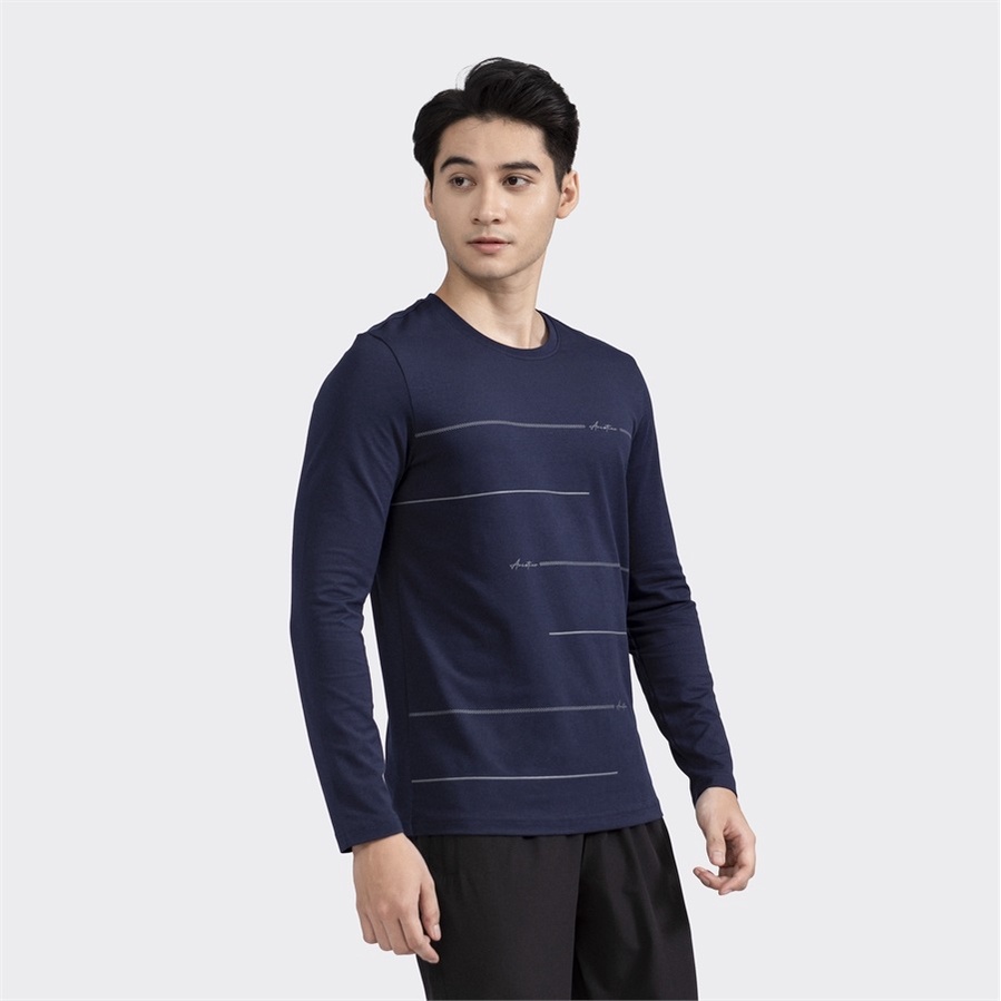 Áo Thun Thu Đông Dài Tay Nam Aristino ALT003W2 Sọc Ngang Trước Chất Cotton Cao Cấp dáng Regular Fit Suông Vừa Cổ Tròn