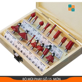 BỘ MŨI PHAY GỖ 15 MÓN - MŨI SOI GỖ 1/2 INCH - 12.7MM