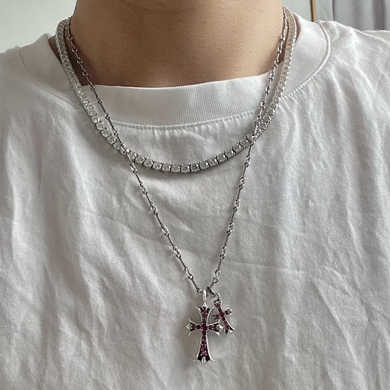 Vòng cổ Mặt Thánh Giá Đính Pha Lê Tím