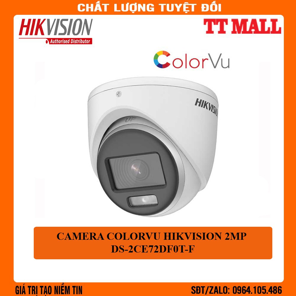 Camera có màu ban đêm ColorVu 2MP HIKVISION DS-2CE72DF0T-F - HÀNG CHÍNH HÃNG- BẢO HÀNH 2 NĂM