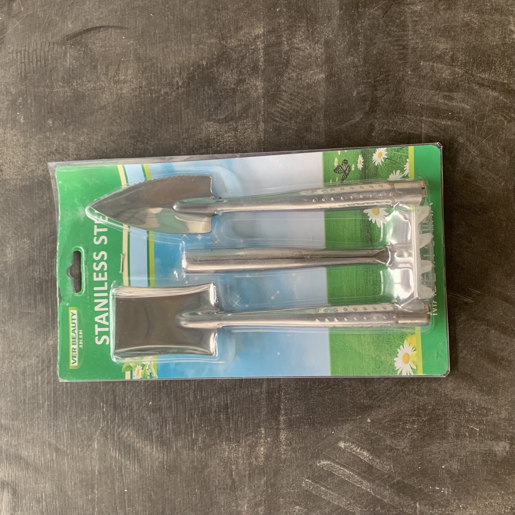 Bộ dụng cụ làm vườn mini 3 món chất liệu không gỉ