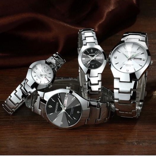 Đồng hồ nam nữ FNGEEN FC mặt tròn có lịch thứ lịch ngày, dây thép không gỉ