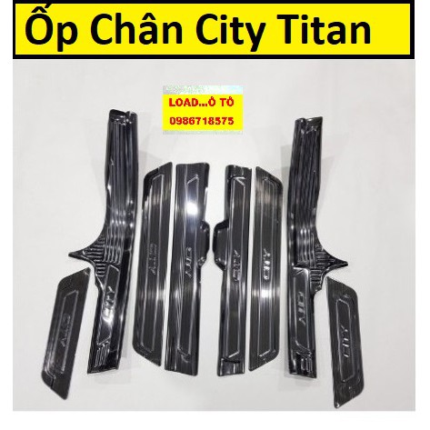 Ốp Bậc Cửa, Nẹp Bước Chân Trong Ngoài Xe Honda City 2022-2018 Chất Liệu Titan