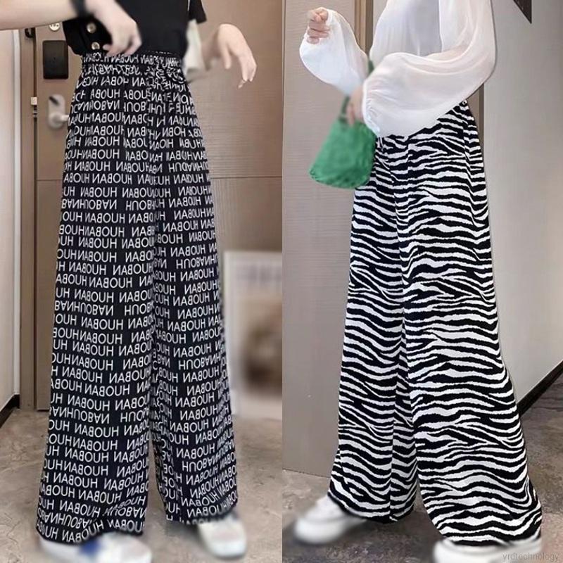 Quần Ống Rộng Cạp Chun Hoạt Tiết Thời Trang Phong Cách Hàn Quốc