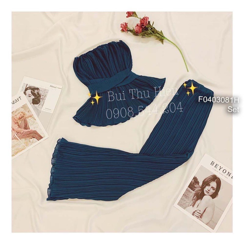 Set len phối viền áo polo cổ bẻ thêu chữ ngực tay ngắn +chân váy ngắn xếp li 1123 thaotranshop90
