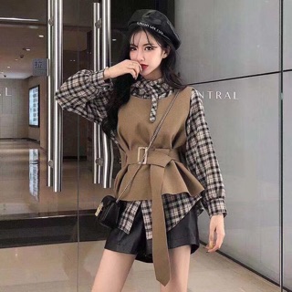 Set áo sơ mi kẻ gile dạ
