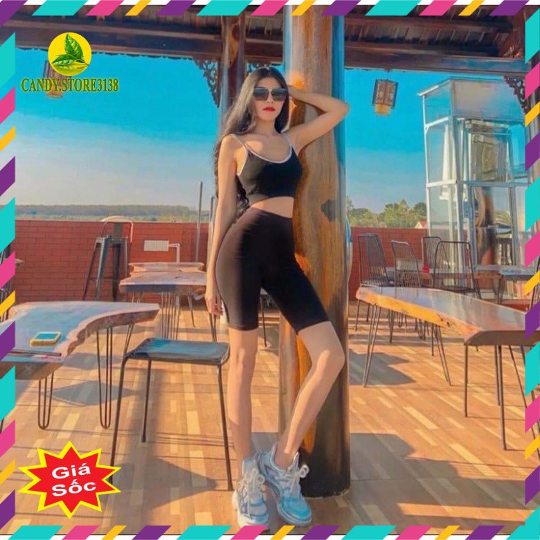 Quần legging lửng nữ cạp cao, quần đùi legging nâng mông dáng ngố tập gym thể thao co giãn 4 chiều.Candy.store3138 | BigBuy360 - bigbuy360.vn