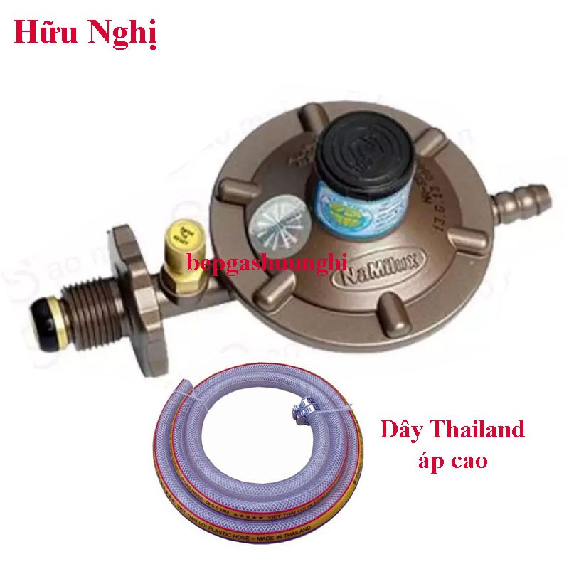 Van gas ngắt gas tự động Namilux NA-337S + Dây Thailand, van bình gas xám vàng