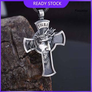 Focustop Vương Miện Gai Chúa Giêsu Chữ Thập Mặt Dây Chuyền Vòng Cổ Unisex Dây Chuyền Trang Sức Phụ Kiện