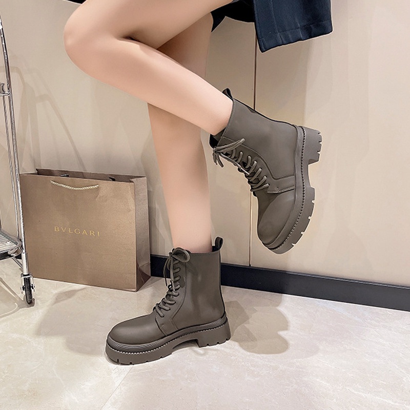 Giày bốt martin IELGY mũi tròn thắt dây phong cách Hàn Quốc thời trang dành cho nữ