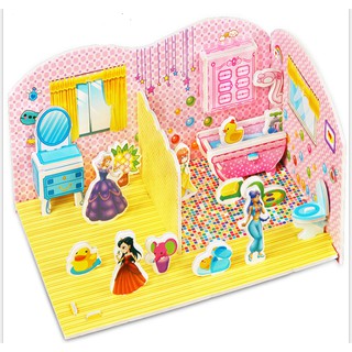 Mô hình xếp hình 3D bằng giấy Căn phòng của những nàng công chúa (mẫu 2), vườn hoa hồng