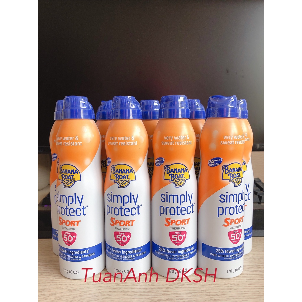 [USA] Xịt chống nắng Simply protect Sport SPF50 PA++++ 90ml Banana Boat date 4/2024