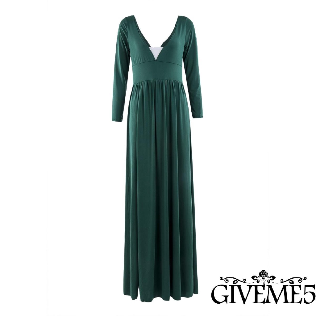 Đầm maxi cổ sâu phong cách Boho dành cho nữ