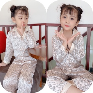 Bộ lụa dài tay Size 16-27kg cho bé gái